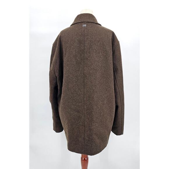 Calvin Klein Men's L Classic Wool Overcoat Brown Zip-bib Winter Jacket - Picture 2 of 8